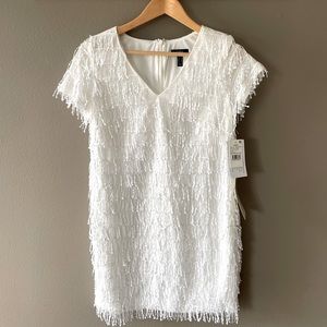 Aidan by Aidan Mattox White Sequin Fringe Dress, Size 4, NWT